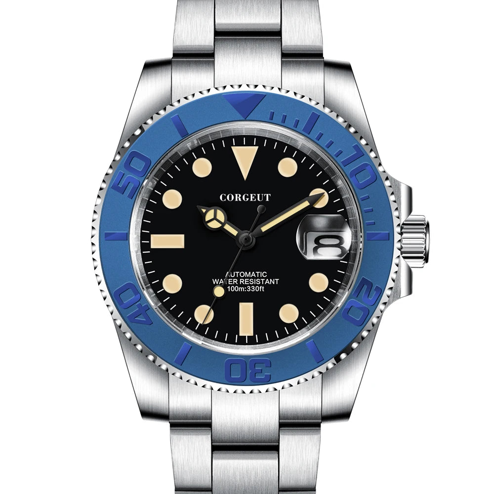Custom logo NH35 MIYOTA 8215 Automatic Men Watch Luxury Diver Two Tone Gold 316L Stainless Steel Sapphire 10ATM Sterile Sunburs