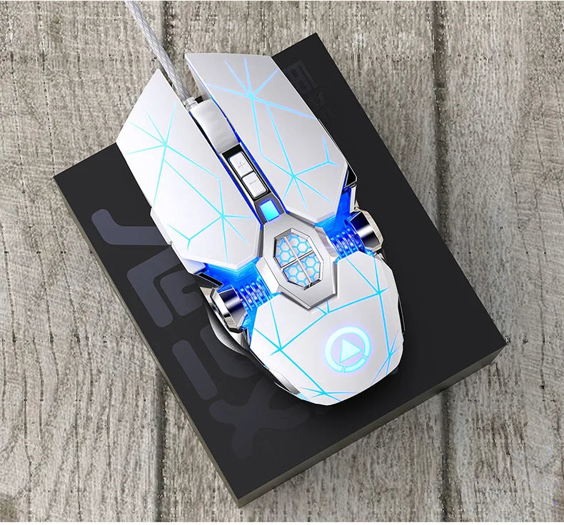 Neue professionelle Gaming-Maus 3200dpi 7 Tasten, hintergrundbeleuchtete Computermaus mit Makro-Unterstützung, mechanische kabelgebundene Silent-Maus