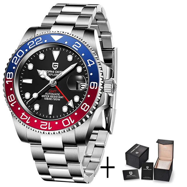 PAGANI DESIGN Men's Automatic Watches Sapphire Glass 40mm Ceramic GMT Mechanical Wristwatch Top Brand Sports Waterproof Men's Watch