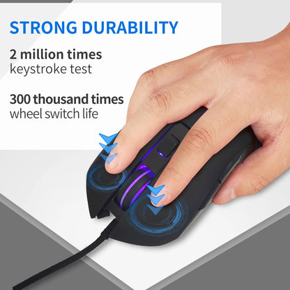 Цветна светеща мишка с USB-C и бутон за заглушаване за лаптоп с Type-C, геймърска мишка