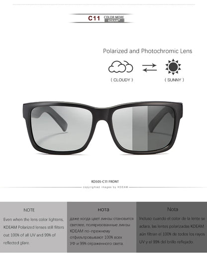 KDEAM Revamp Of Sport Men Sunglasses Polarized Shockingly Colors Sun Glasses Outdoor Driving Photochromic Sunglass With Box
