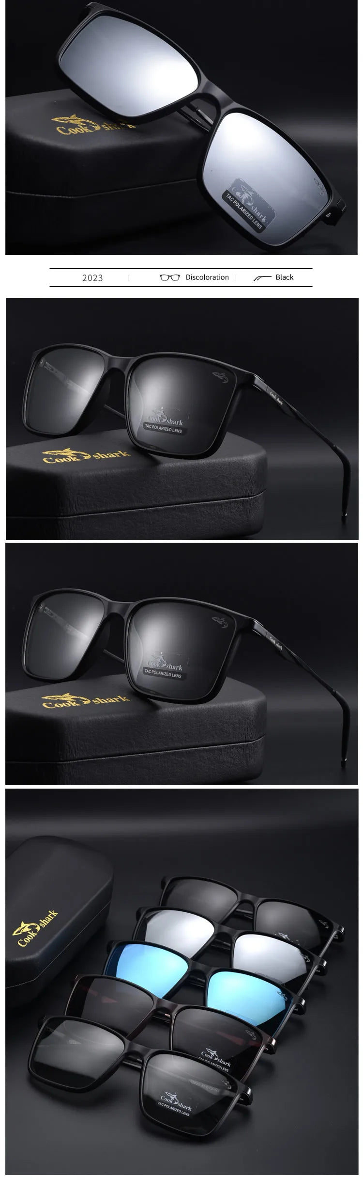 Cook Shark polarized sunglasses men's sunglasses women's UV protection driving special color-changing glasses trend personality