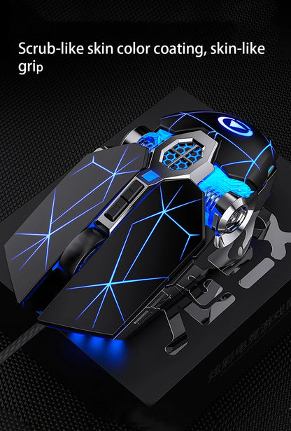 Neue professionelle Gaming-Maus 3200dpi 7 Tasten, hintergrundbeleuchtete Computermaus mit Makro-Unterstützung, mechanische kabelgebundene Silent-Maus
