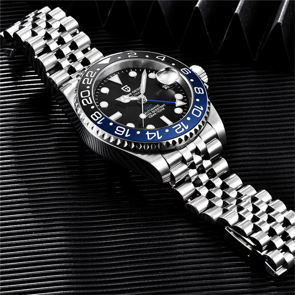 PAGANI DESIGN Men's Automatic Watches Sapphire Glass 40mm Ceramic GMT Mechanical Wristwatch Top Brand Sports Waterproof Men's Watch