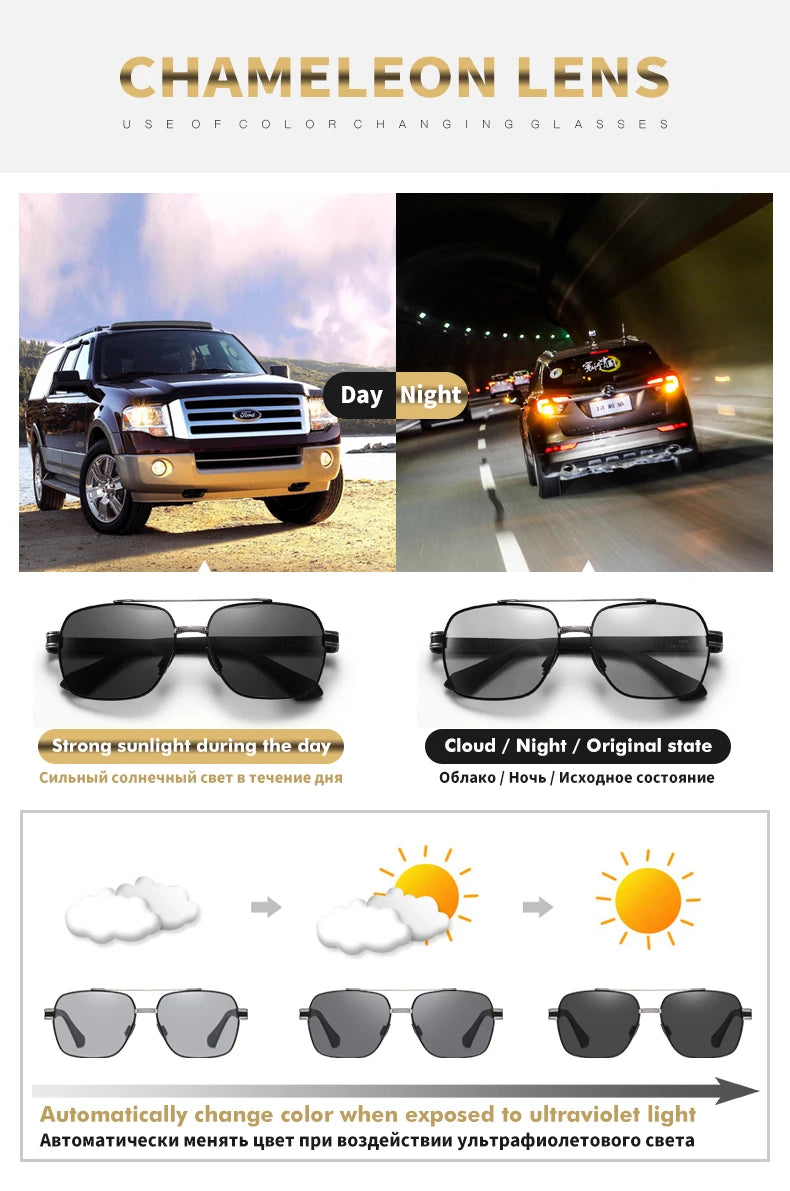 CoolPandas High Quality Sunglasses Polarized Men Women Photochromic UV400 Protection Driving Sun Glasses Unisex Chameleon Lens