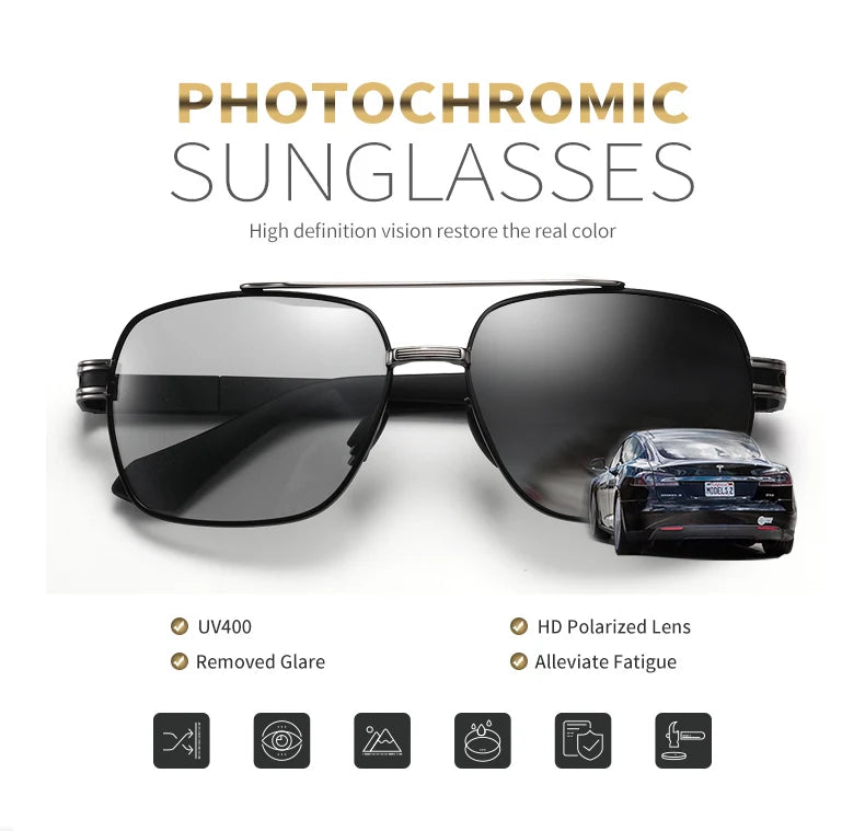 CoolPandas High Quality Sunglasses Polarized Men Women Photochromic UV400 Protection Driving Sun Glasses Unisex Chameleon Lens