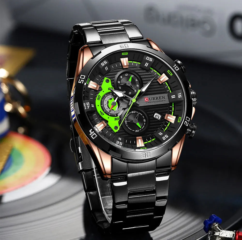 CURREN Men Watch Top Brand Luxury Sports Quartz Mens Watches Full Steel Waterproof Chronograph Wristwatch Men Relogio Masculino