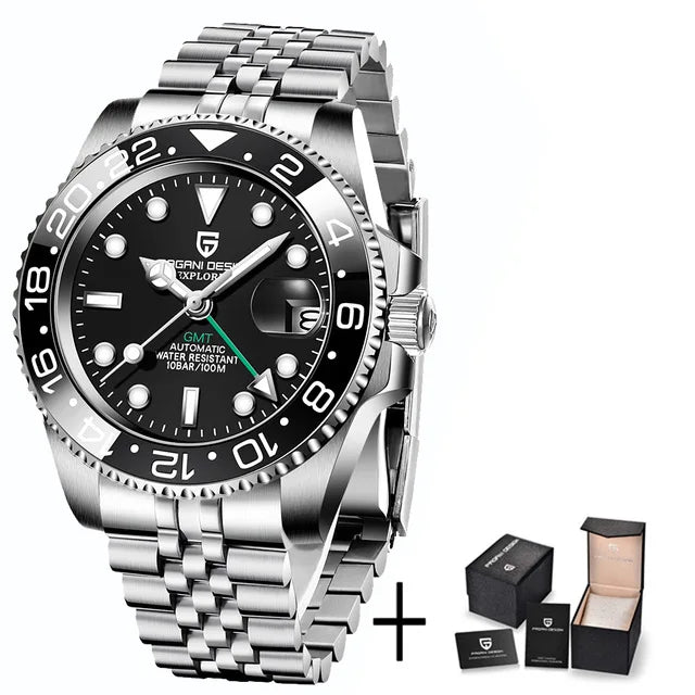 PAGANI DESIGN Men's Automatic Watches Sapphire Glass 40mm Ceramic GMT Mechanical Wristwatch Top Brand Sports Waterproof Men's Watch