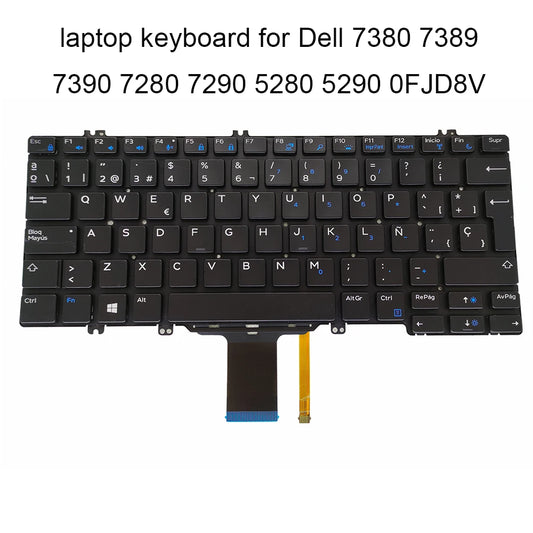 FJD8V Swedish Spanish Latin Backlit keyboard for Dell Latitude 7380 7389 7390 7280 7290 5280 5290 CN-0FJD8V 030FVP 0F0DFG New