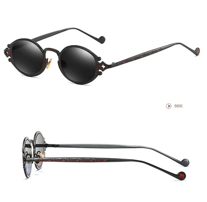 Cateye Street Shoot solbriller til mænd og kvinder, retro, steampunk, gotiske, ovale solbriller med udskåret metalstel, Gafas sol mujer