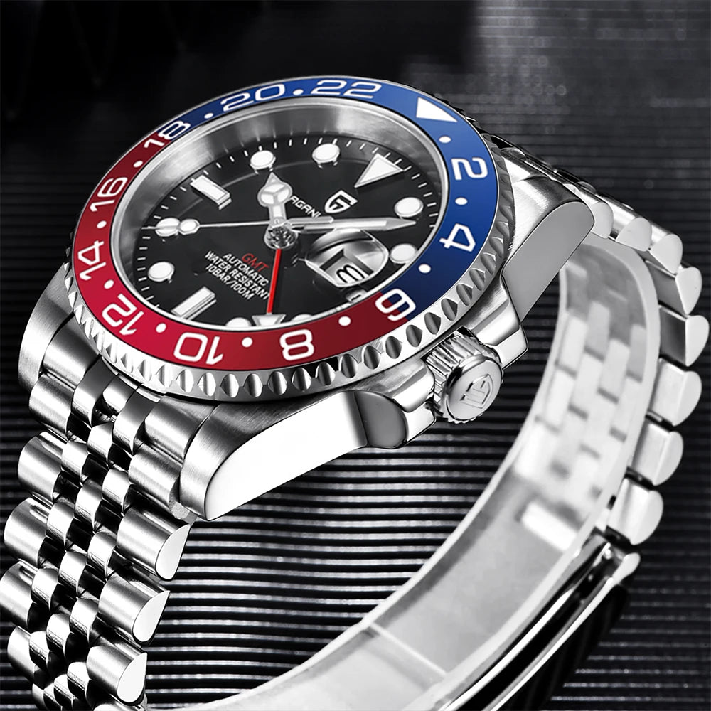 PAGANI DESIGN Men's Automatic Watches Sapphire Glass 40mm Ceramic GMT Mechanical Wristwatch Top Brand Sports Waterproof Men's Watch