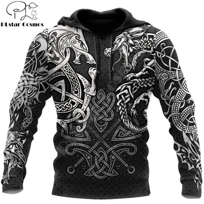 Fashion Hoodies Fenrir Wolf And Dragon Tattoo 3D All Over Printed Men's Sweatshirt Unisex Zip Pullover Casual Jacket DW0220