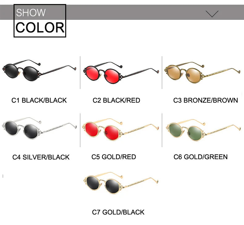 Cateye Street Shoot solbriller til mænd og kvinder, retro, steampunk, gotiske, ovale solbriller med udskåret metalstel, Gafas sol mujer