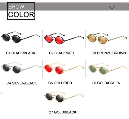 Cateye Street Shoot solbriller til mænd og kvinder, retro, steampunk, gotiske, ovale solbriller med udskåret metalstel, Gafas sol mujer