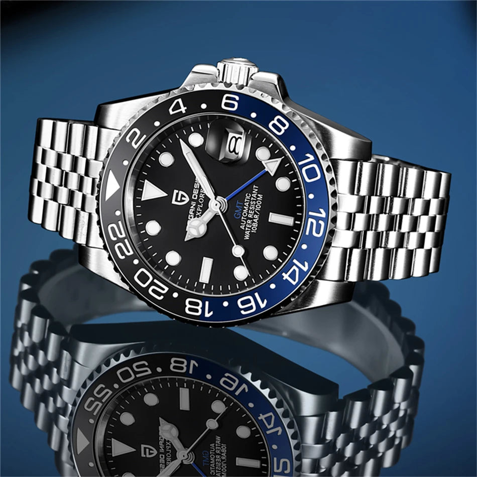 PAGANI DESIGN Men's Automatic Watches Sapphire Glass 40mm Ceramic GMT Mechanical Wristwatch Top Brand Sports Waterproof Men's Watch