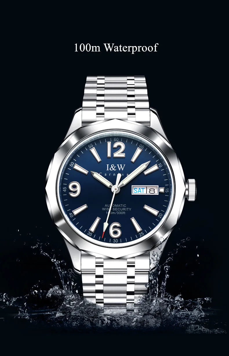 CARNIVAL Herren-Armbanduhr aus Wolfram – mechanische Luxusuhr mit NH36-Automatikwerk, wasserdicht