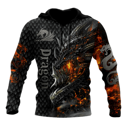 Wunderschöner Feuerdrache 3D-Allover-Print Herren-Hoodie Unisex-Kapuzenpullover Sweatshirt Herbst-Streetwear Freizeitjacke Trainingsanzug KJ749