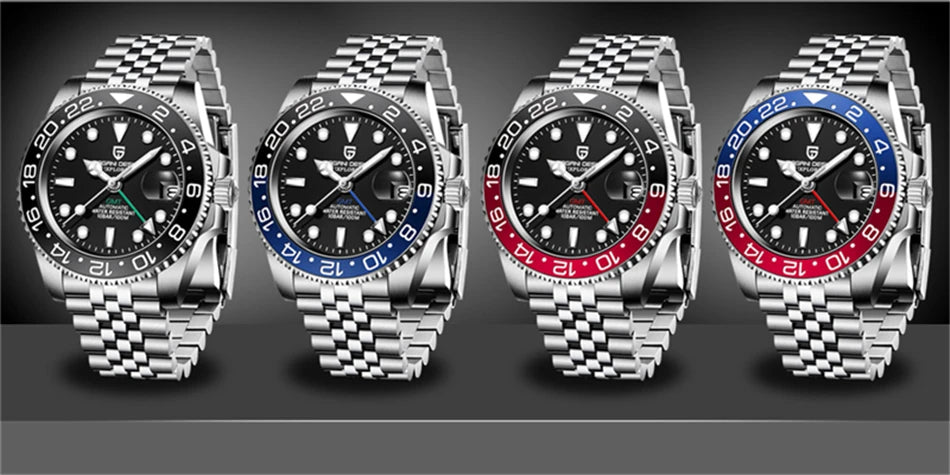 PAGANI DESIGN Men's Automatic Watches Sapphire Glass 40mm Ceramic GMT Mechanical Wristwatch Top Brand Sports Waterproof Men's Watch