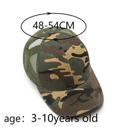 Sommer 3-10 år Forældre og børn Matchende camouflage-baseballkasketter i mesh til babyer Udendørs afslappet solbeskyttelse Åndbar solskærm T30