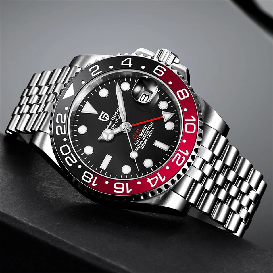 PAGANI DESIGN Men's Automatic Watches Sapphire Glass 40mm Ceramic GMT Mechanical Wristwatch Top Brand Sports Waterproof Men's Watch