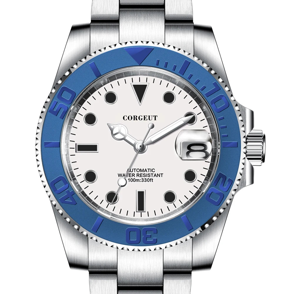Custom logo NH35 MIYOTA 8215 Automatic Men Watch Luxury Diver Two Tone Gold 316L Stainless Steel Sapphire 10ATM Sterile Sunburs