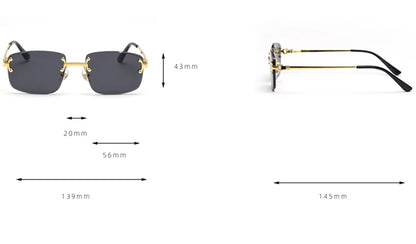Kachawoo no frame square sunglasses women uv400 brown blue gradient lens metal rimless sun glasses for men popular high quality