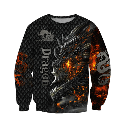 Wunderschöner Feuerdrache 3D-Allover-Print Herren-Hoodie Unisex-Kapuzenpullover Sweatshirt Herbst-Streetwear Freizeitjacke Trainingsanzug KJ749