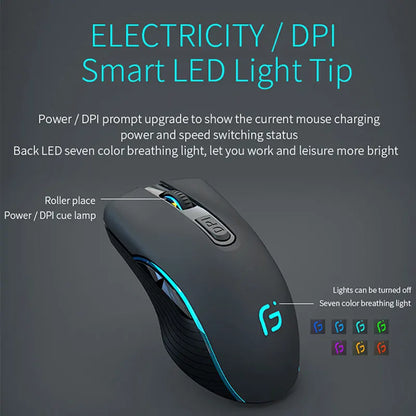 Wireless Mouse Rechargeable Bluetooth Silent Ergonomic Computer 2400 DPI For iPad Mac Tablet Macbook Air Laptop PC Gaming Office