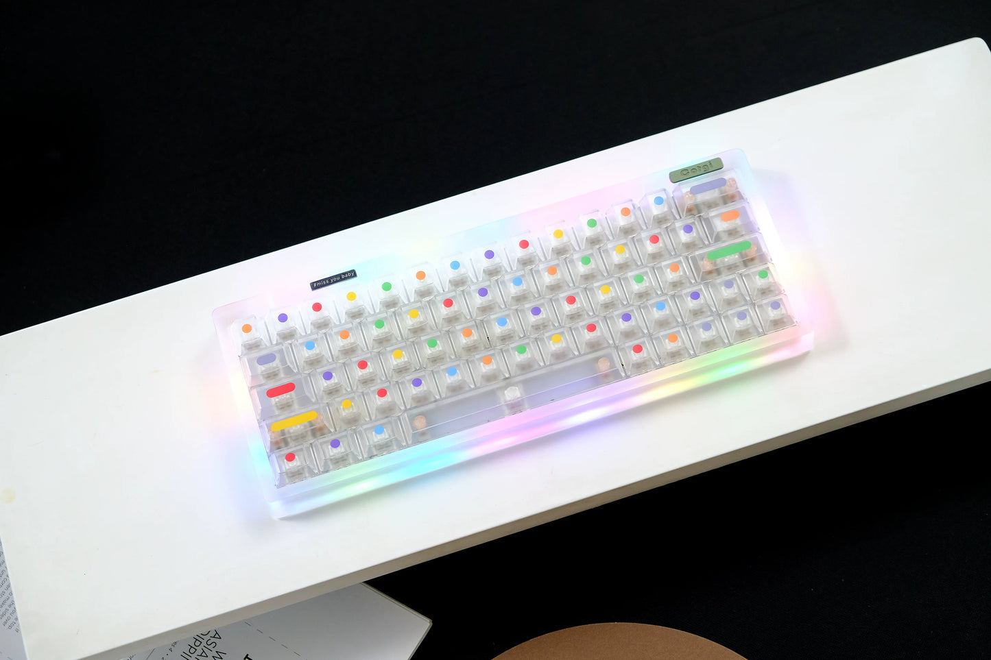 Aifei GMK Dots Keycaps 122 Keys Fog Translucent ABS Double Shot Cherry Black White for Mechanical Keyboard Mad 60he 68he Game PC