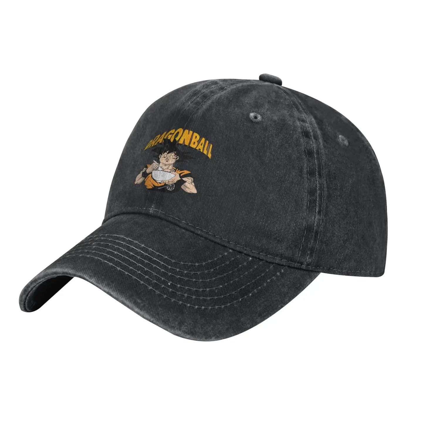 Produit gaming premium Fraquane Retro DBZ dragon ball Goku Eating Ramen Baseball Caps Unisex Distressed Washed Sun Cap