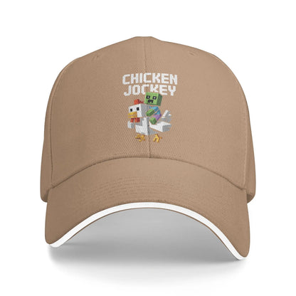 „Chicken Jockey Zombie Pixel Art“ – бейзболни шапки с мотиви от филми за зомбита за мъже и жени, шапки тип „тракер“, подходящи за тренировки на открито и регулируеми шапки за слънце