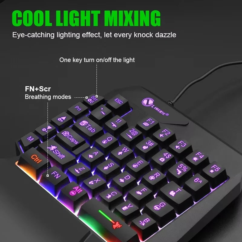 35 Tasten Einhand-Mini-Gaming-Tastatur USB, ultraflache kabelgebundene Tastatur mit Hintergrundbeleuchtung für Laptop, Desktop-PC und Smartphone