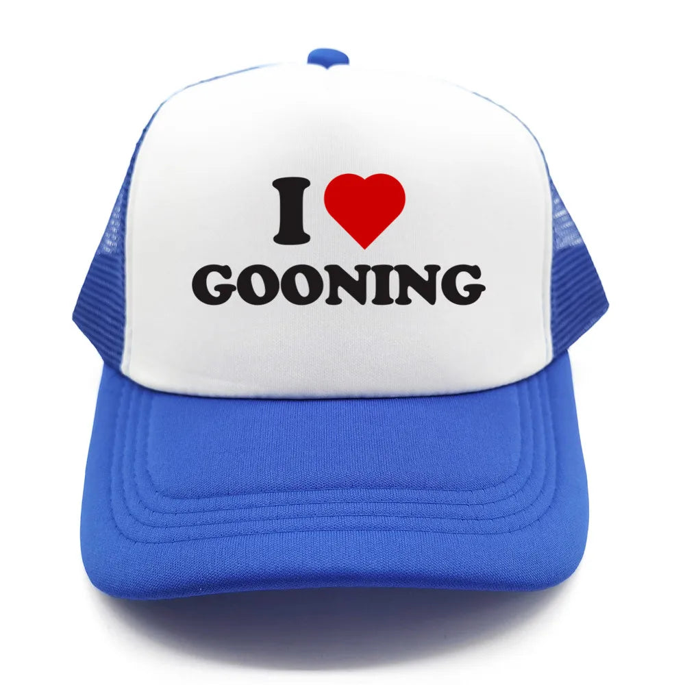 Αστεία καπέλα μπέιζμπολ «I Love Gooning» – Δροσερά καλοκαιρινά ανδρικά καπέλα από πλέγμα – Χιουμοριστικά καπέλα τύπου «Trucker» – Unisex καπέλα από πλέγμα για υπαίθριες δραστηριότητες – MZ-080
