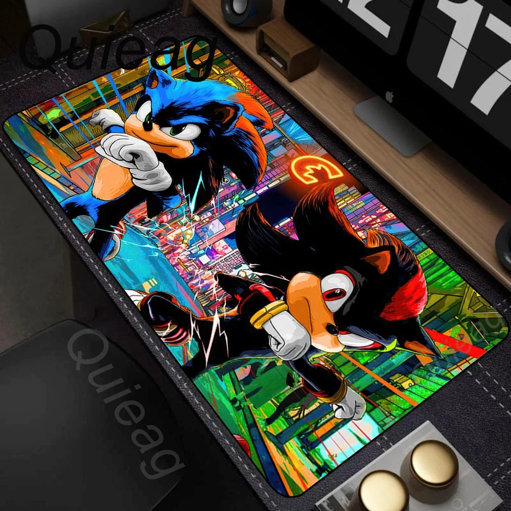 Anime Sonic The Hedgehog Mousepad XXL Deskmat With Lockrand Gaming Accessories Mousepad HD Print Gaming Keyboard Pad Padding Mat