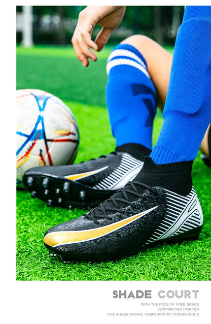 High Top Football Boots Men's Large Size 47 Training Sports AG Long Nail TF Broken Nail Ball Shoes Net Lining Rubber Outsole