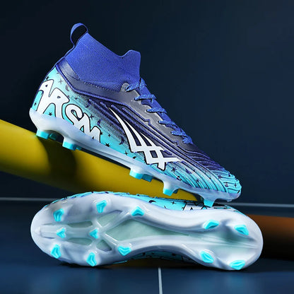 Chaussures de football pour hommes et femmes, chaussures de sport à crampons longs, idéales pour les étudiants, les matchs et l'entraînement.