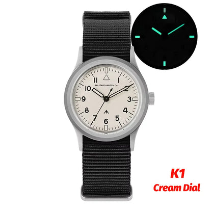 Militado ML14 Quartz Watch Cream Dial VH31/VH65 Sweep Movement Bubble K1/ Sapphire Luminous 36Mm Vintage Watches 100M Waterproof