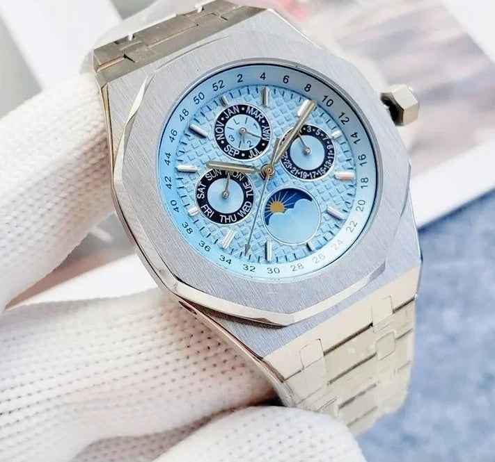 High End 42mm Luxury Mens Automatic Watches 904L Stainless Steel Black Blue Rubber Bracelet Sapphire Lens Waterproof Casual