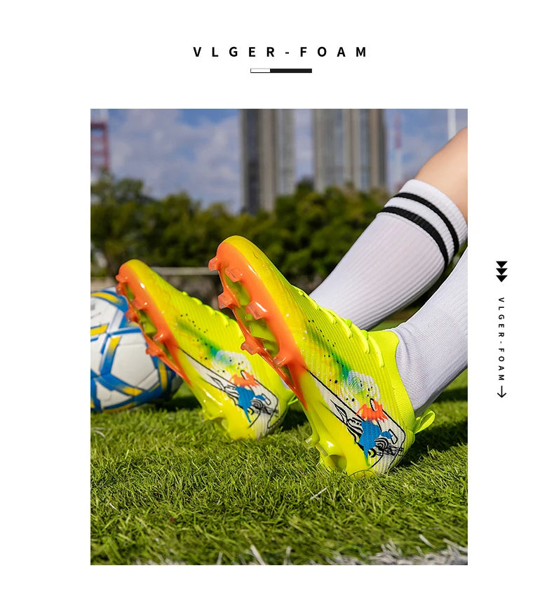 New Men Soccer Shoes FG Non-Slip Long Spikes Football Boots Soccer Cleats Training Shoes Match Ultralight Outdoor Drop Shipping
