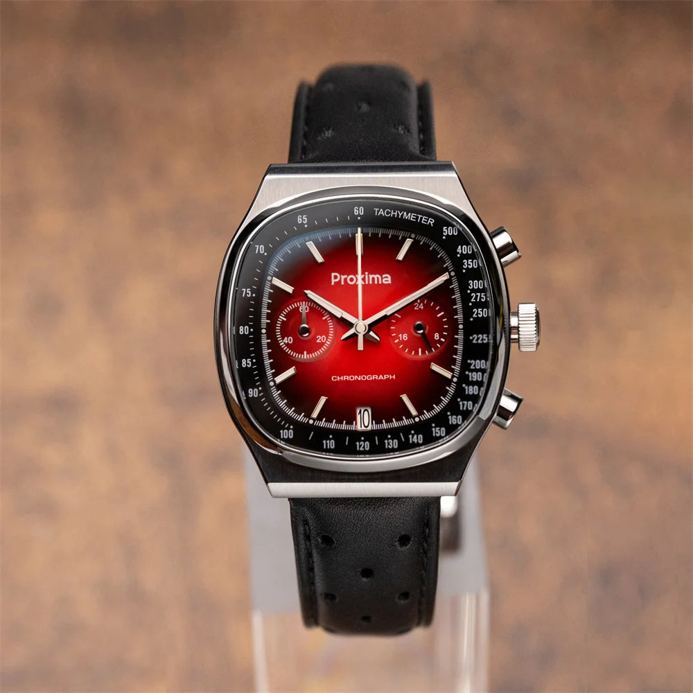 Proxima PX1734 Retro Quartz Chronograph Men Watches Sapphire Glass Enamel Dial Stainless Steel Fashion Dress Wristwatch