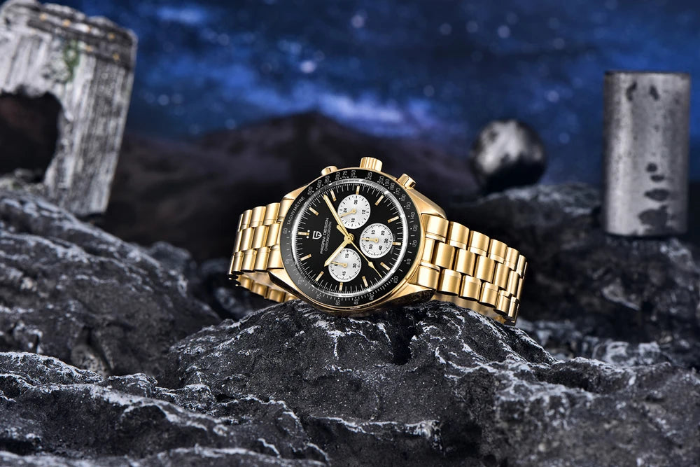 montre PAGANI DESIGN Moon – Chronographe à quartz de luxe pour homme, style sportif, verre saphir avec traitement antireflet, affichage luminescent