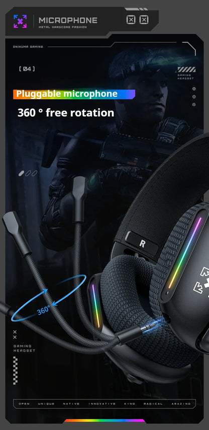 ONIKUMA GT808 Wireless Gaming Headset 2.4G/Bluetooth/Wired 3-Mode Over-Ear Gaming Headphones with Noise-Cancelling Mic for PC PS4 PS5