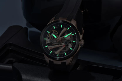 Montre pour homme PAGANI DESIGN – Modèle mécanique automatique de luxe, type « squelette » (à cœur ouvert), doté d’un tourbillon, verre saphir avec traitement antireflet, étanche et luminescent.