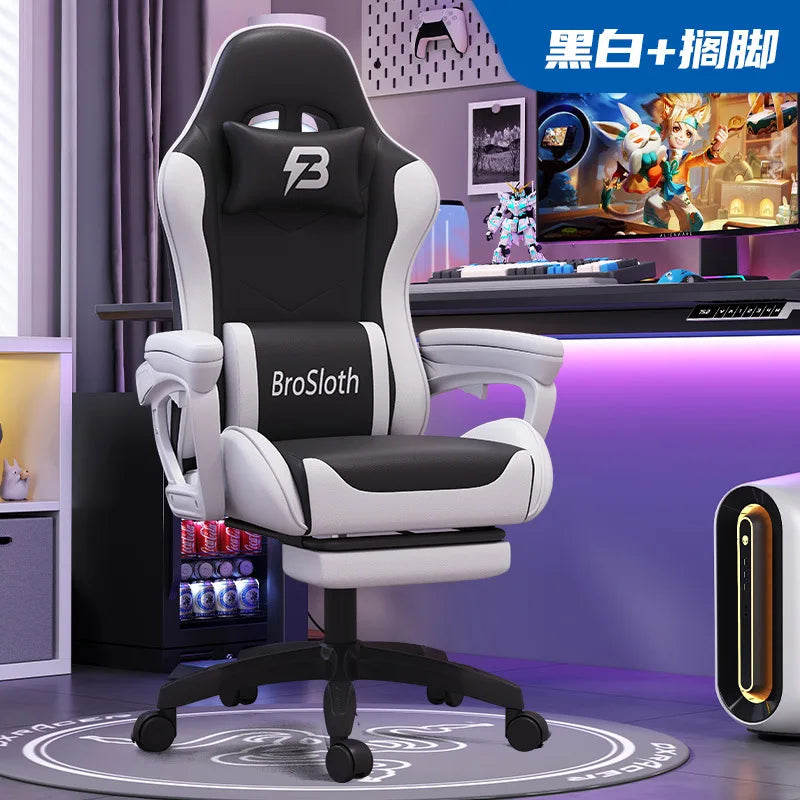 Gaming Chair for Ergonomic Desk Racing Office Adjustable High Back Game Swivel Leather Chair with Lumbar Support and Headrest