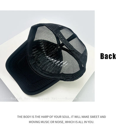 Casquettes de baseball unisexes originales imprimées en 3D avec lettres, casquettes de camionneur respirantes à motifs colorés et à visière pare-soleil, en maille polyvalente