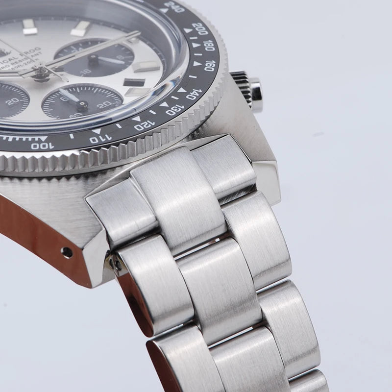 Relógio cronógrafo masculino Tactical Frog de 41mm, movimento Solar Quartz VS75, resistente à água, safira, luminosidade verde C3, relógio de pulso de quartzo