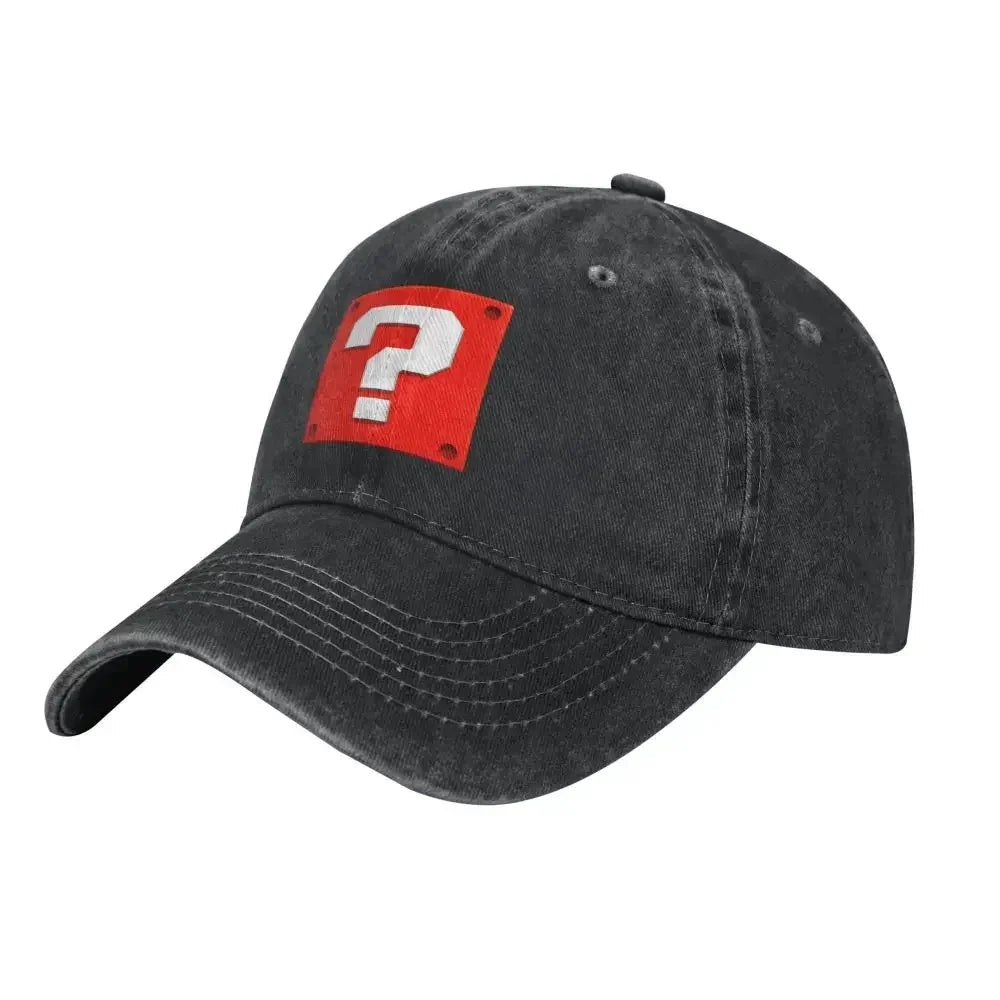 Gorra de béisbol personalizada de moda con diseño de dibujos animados, con pregunta, bloque, para mujer y hombre, ajustable, unisex, de algodón, estilo «dad hat», gorras snapback de alto rendimiento