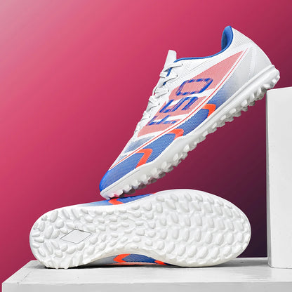 Chaussures de football TF économiques, tige en mélange PU, crampons en caoutchouc dense, antidérapantes, durables, chaussures de football pour terrain synthétique à prix abordable