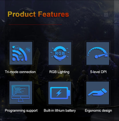 REDRAGON DEICIDE M816 PRO RGB USB mit Bluetooth-Unterstützung, 2.4G kabellose Gaming-Maus, 26000 DPI, 6 Tasten für Gamer, kabelgebundene Computermaus