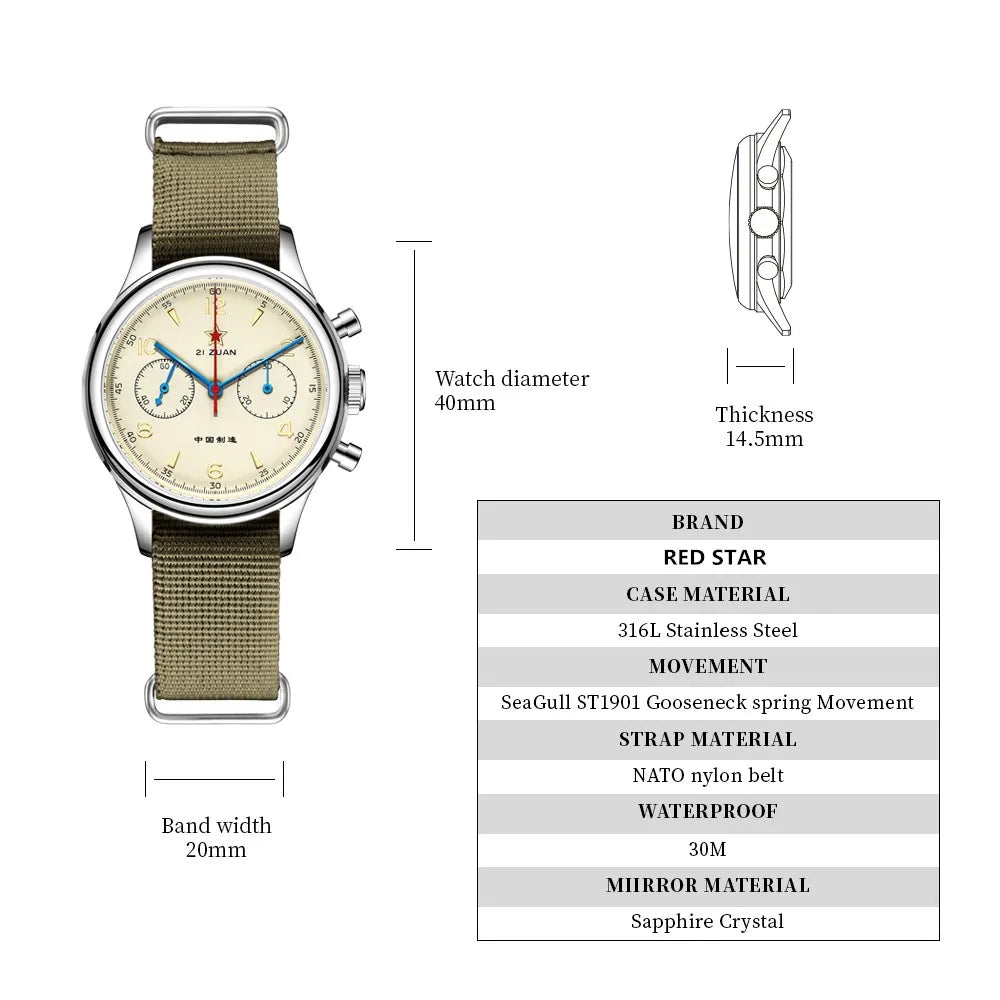 SEAKOSS 1963 Chronograph 42mm 40mm 38mm Sapphire Original Seagull ST1901 Movement With Gooseneck Pilot Men's Mechanical Watches